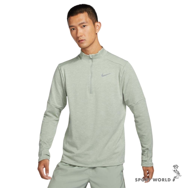 【下殺】Nike 長袖上衣 男裝 半開襟 反光 拇指孔 綠【運動世界】FZ1150-370