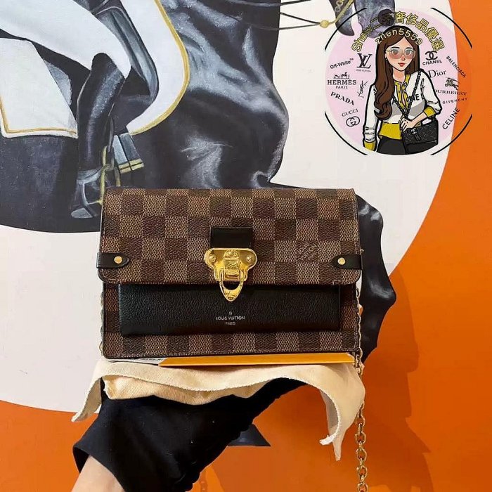 LV 路易威登 VAVIN WOC 棋盤格鏈條包 信封包 肩背包 斜跨包 N60221