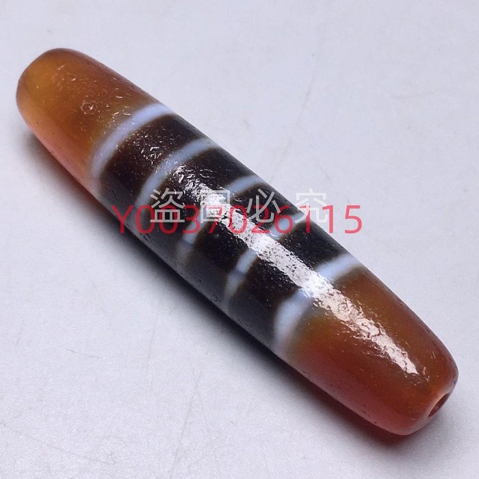藏傳高油漿多線馬蹄紋風化天珠，材質，瑪瑙玉髓，尺寸57.1×12.6左右