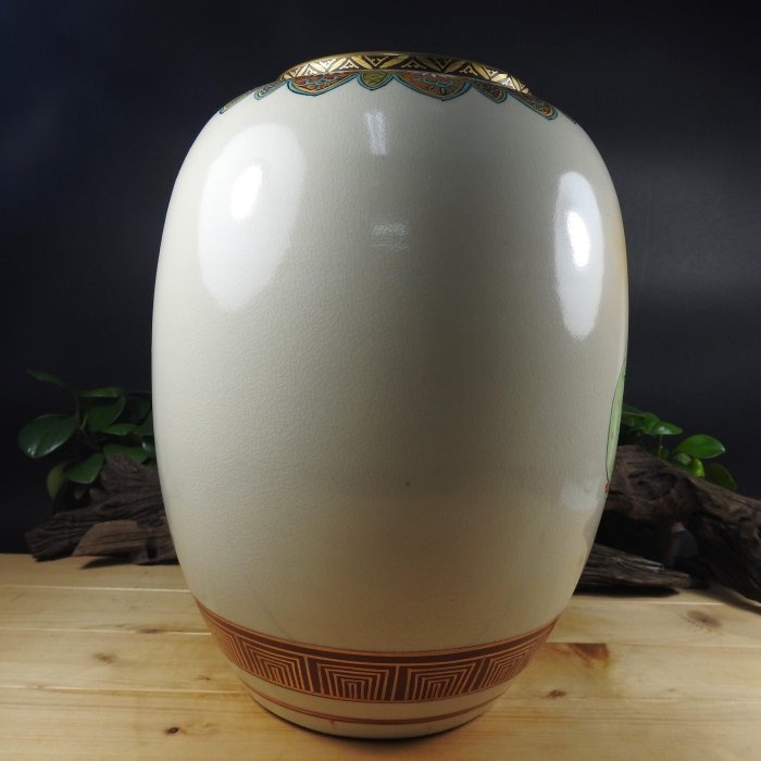 九谷焼 金　七福神　花瓶 九谷焼 花瓶 本金七福神青粒 10号-百華園