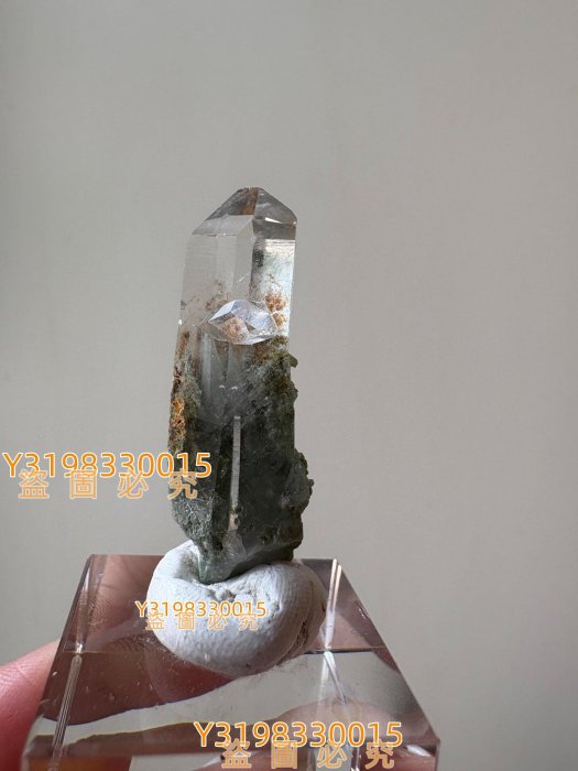印度喜馬綠幽靈喜馬拉雅兔毛黃幽靈涅槃水晶 5克長3.2cm，帶涅槃溶蝕， 二手 【古物流香】-3571