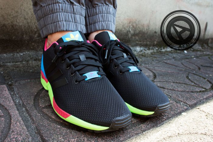 A-KAY0 5折】ADIDAS ZX FLUX I WISH I CAN 尼龍X網布黑螢綠藍【B34490
