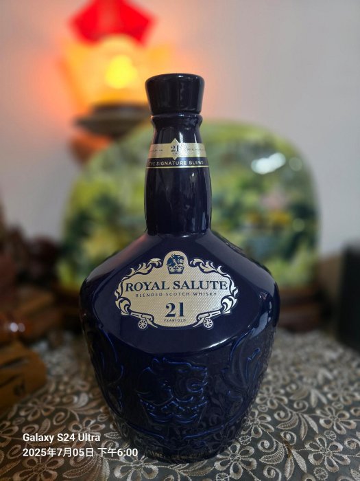 皇家禮炮21年 大瓶藍色陶瓷空酒瓶 擺飾 ROYAL SALUTE 21Y # 3L#3L#3L