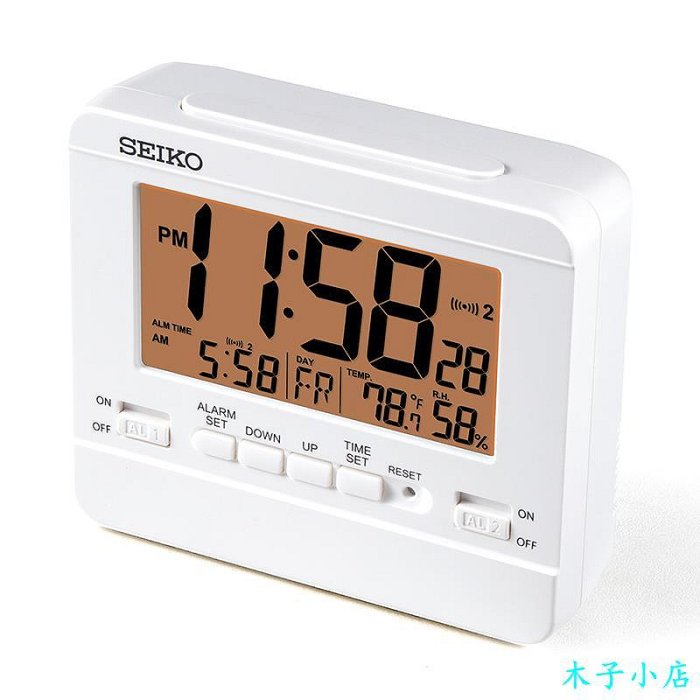 木子小店SEIKO日本精工時鐘靜音電子鐘溫度日歷溫度計雙組貪睡電子鬧鐘現貨