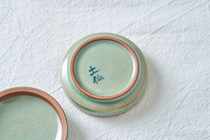 唐時代 青磁 相州窯 點彩 飛斑 香盒 粉盒 茶入 茶道具 唐物(F-84) 唐代