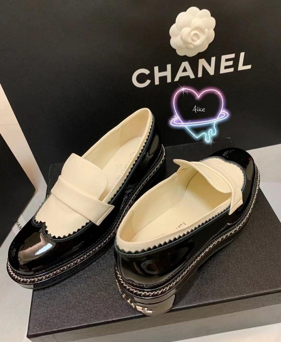 【SUNNY 精品】 chanel 香奈兒 黑白樂福鞋 平底鞋