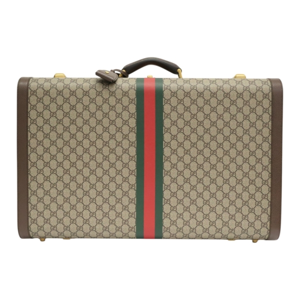 GUCCI 古馳 烏木色 GG Supreme帆布 Savoy Large 手提行李箱 722178 【二手名牌BRAND OFF】