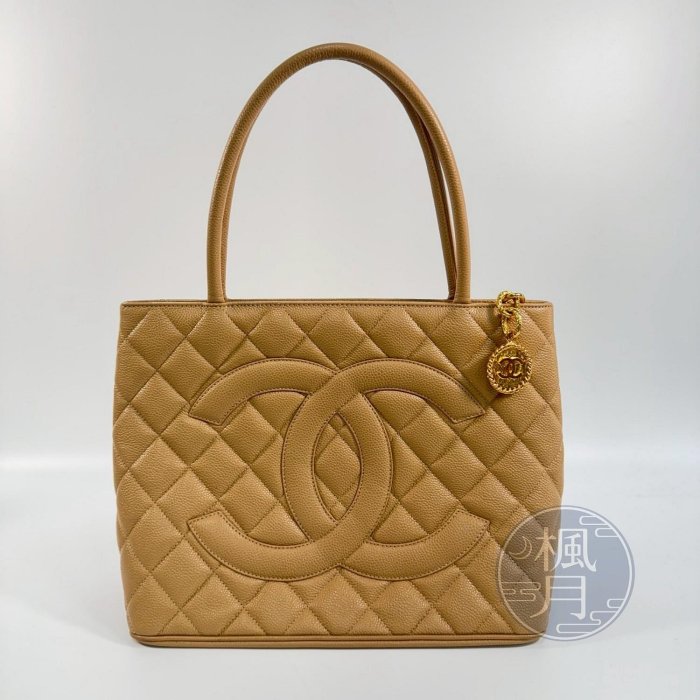 CHANEL 7開 粉膚 荔枝 金幣 托特包