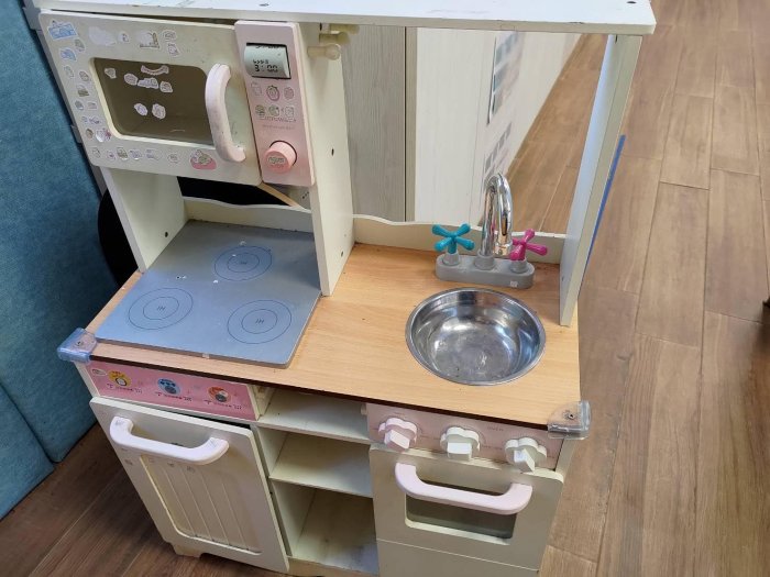 日本Mother Garden野草莓摩登廚房組/ Mother garden鄉村風草莓系列廚房伴家家酒遊戲組/木製兒童廚具組/大型木製廚具組