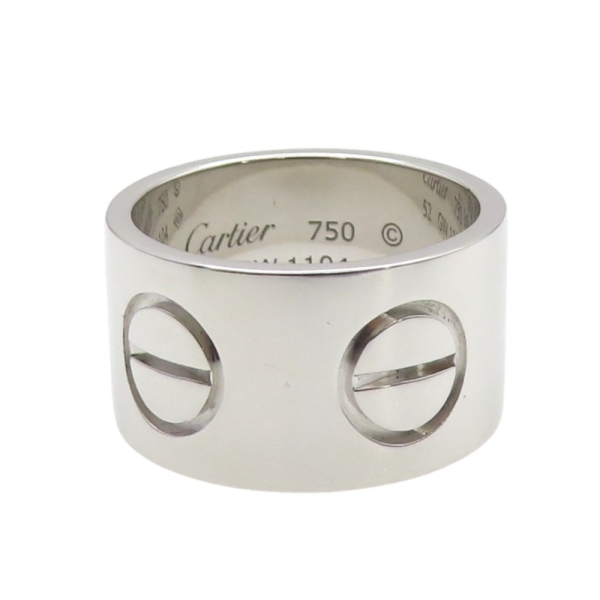 Cartier 卡地亞 Love 戒指 #52 18K白金 寬版 【二手名牌BRAND OFF】