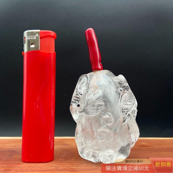 天然水晶鼻煙壺純手工雕刻磨制不含蓋尺寸57*42*30mm 【古藝堂】【二手