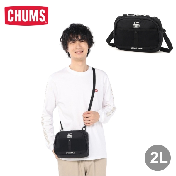 【CHUMS 美國 Spring Dale Shoulder Bag肩背包 2L《黑/白》】CH604101/小巧肩包/單肩包