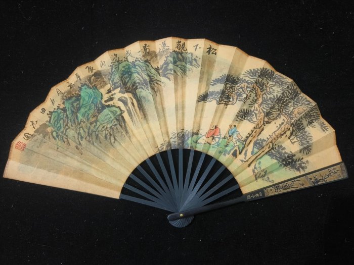 代號Z30《沈周山水》手繪鏤空折扇材質：宣紙扇面尺寸：寬60cm*高33cm