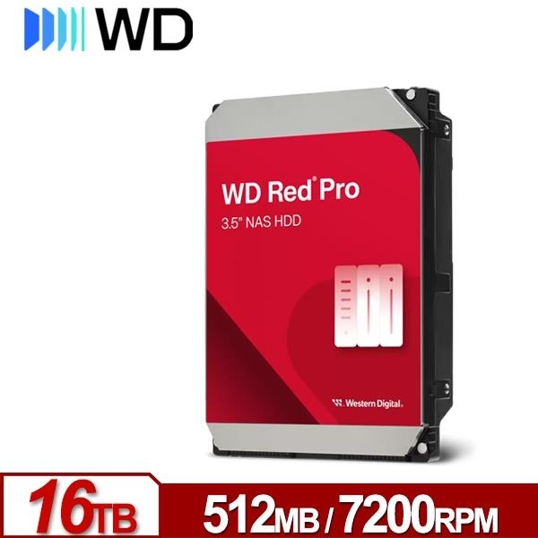 WD Red Pro 紅標 Pro 16TB 3.5吋 NAS硬碟 WD161KFGX