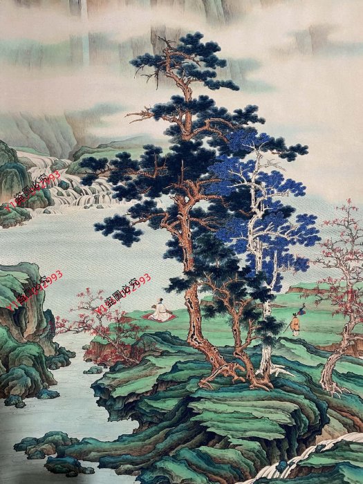 編號YX一49（幅）四尺防偽證書中堂王翠青綠山水材質宣紙裱好尺寸高*寬