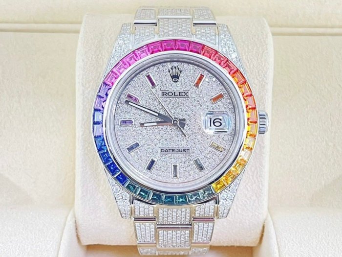 【英皇精品集團 】ROLEX 勞力士 Datejust II 蠔式日誌型 116300 精鑲滿天星彩虹寶石圈