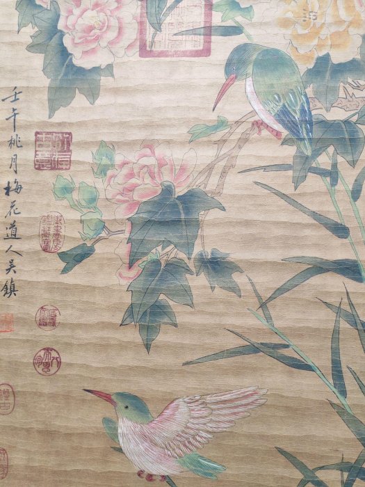 編號SE189純手繪三尺中堂作品花鳥一物一圖實物拍攝作者:吳鎮材質宣紙
