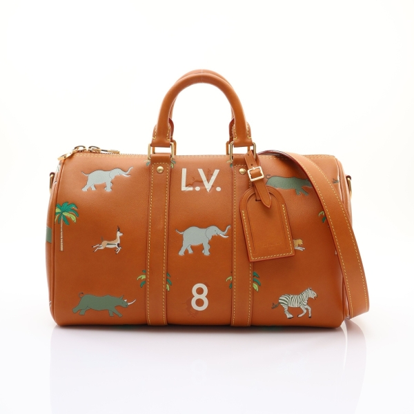 LOUIS VUITTON LV 路易威登 Keepall Bandouliere 35 兩用包 棕色 牛皮 M27994 【二手名牌BRAND OFF】