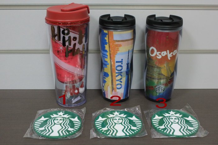 現貨全新Starbucks日本星巴克2014聖誕節隨行杯 旋轉耶誕老人 Ho! Harusama 東京限定大阪限定杯墊