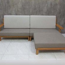 新竹二手家具◎百豐悅二手傢俱-二手 沙發 273公分柚木色L型沙發 實木沙發椅 套房家具 台中二手家具 新屋2手家具