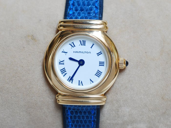 《寶萊精品》Hamilton 漢密爾頓金白圓石英女子錶