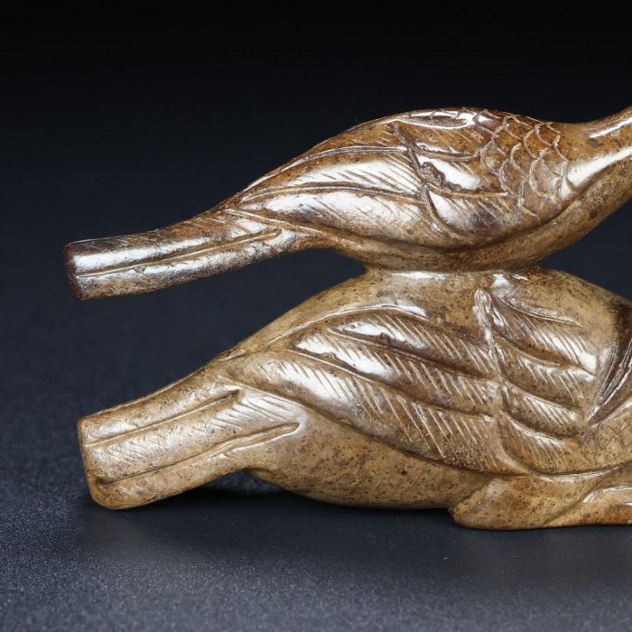 中古 和田玉 荷塘鴛鴦彫刻 玉牌 鳥文 花卉文 浮彫佩飾 天然石 CL0131 舊藏和田玉玉鴛鴦重72.3克長8.5釐米寬4.4釐米厚2釐米玉獸玉佩飾玉壁