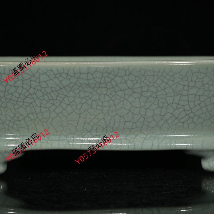 宋代汝窯開片刻字水仙盆（6.8×23.3×16.1cm）20021352禦窯、 青花、古玩