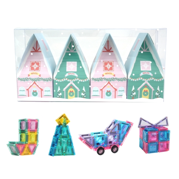 MNTL 磁力片-繽紛聖誕村 盲盒套組(4入)小小磁力片