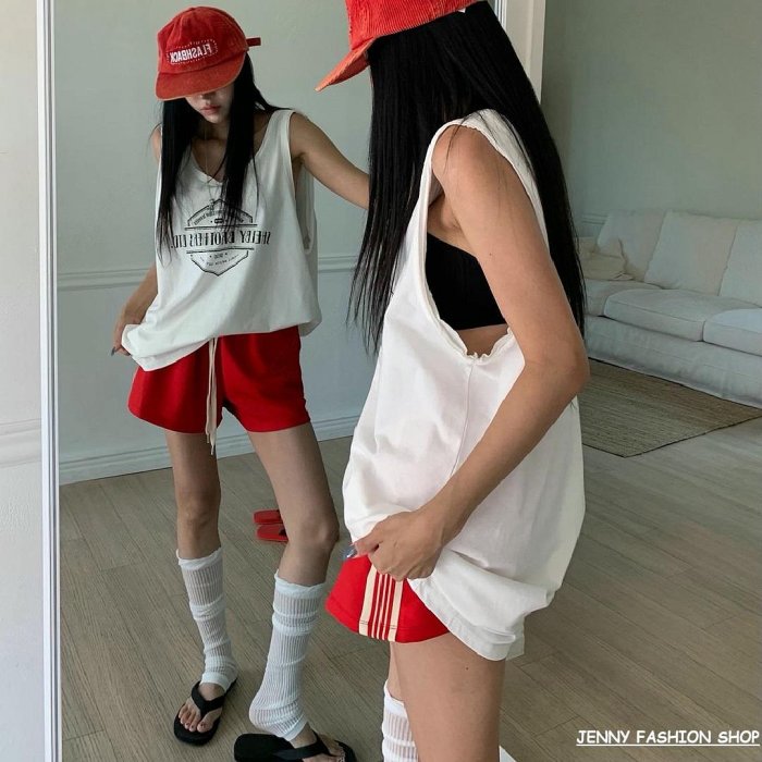 ∴☆ 【Jenny Shop】☆*∴ 韓國連線 正韓～寬鬆有型英字LOGO寬口袖長版背心 - 三色預購【3199526023】