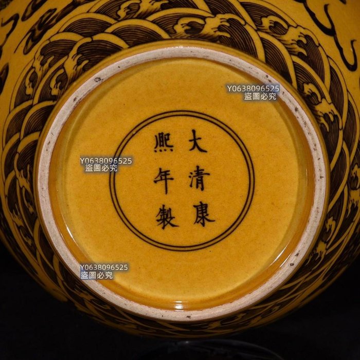 清康熙黃釉龍紋罐23×22，1000690 青花琺瑯彩五彩二手【古雲】 | Yahoo拍賣