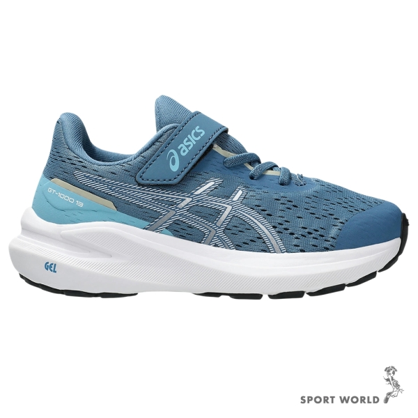 Asics 亞瑟士慢跑鞋中童鞋魔鬼氈GT-1000 13 PS 藍綠【運動世界