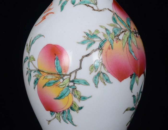 中國古瓷清雍正粉彩壽桃紋橄欖瓶；39x17；7570061830ggd | Yahoo拍賣