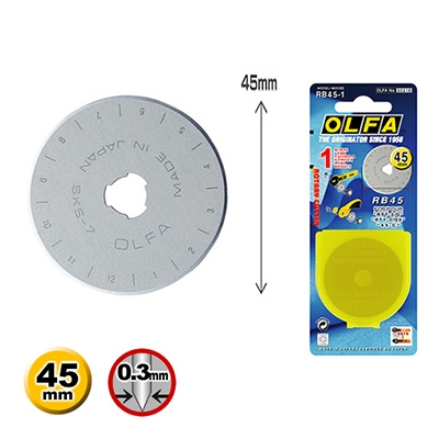 OLFA RB45-1 拼布刀片 45mm 一片裝 (RTY-2/G RTY-2/DX RTY-2/NS 45-C專用) (NOD)