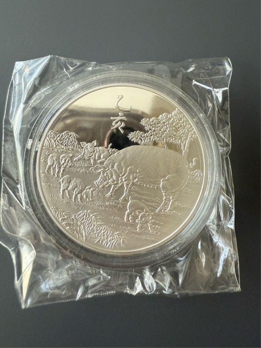 民國84八十四乙亥豬年國畫系列生肖銀章1盎司（中央造幣廠製）附保證書