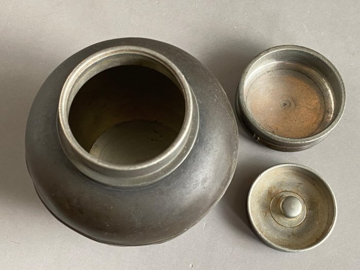 本齋】一元起標每週三結標~~『林克瑞製』錫茶入茶筒茶倉茶葉罐308公克