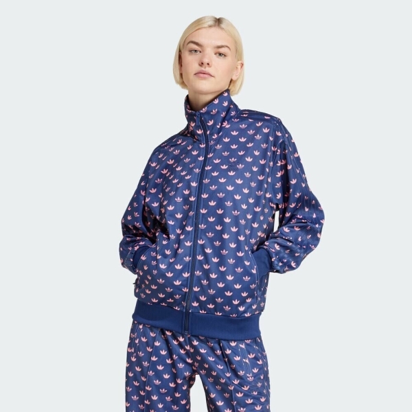 ADIDAS 外套 MONO FBIRD TT 藍紫 滿版LOGO 復古 立領外套 女 IY0325