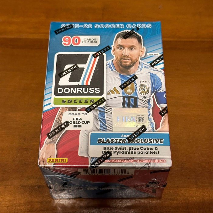 2025-26 Donruss FIFA World Cup Blaster Box 全新未拆盒卡 拚Lionel Messi Kylian Mbappe 簽名