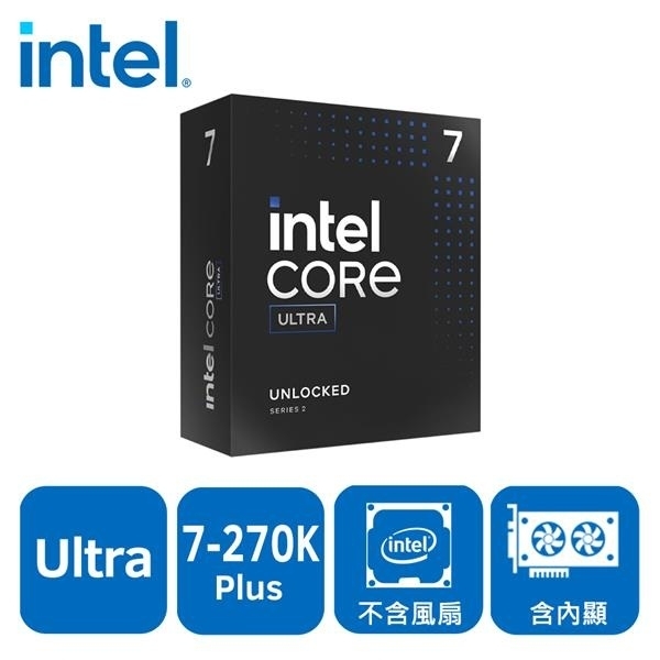 INTEL Core Ultra 7 270K Plus 24核24緒 盒裝中央處理器