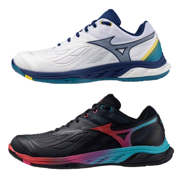 Mizuno 美津濃羽球鞋男鞋3E寬楦WaveFang 2 白藍/黑藍【運動世界