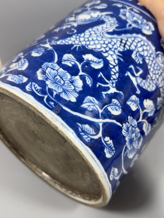 晚清時期青花瓷筆筒嚴選Antique 80年代收藏老物件文房古董筆筒白瓷清代