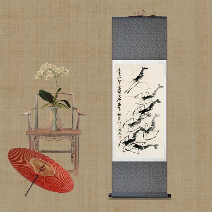 古董品 掛軸 唐物 唐本  【齊白石 】 紙本 肉筆 文房書画 旧蔵☆中国古美術 古董品 掛軸 唐物 唐本 【齊白石 】 紙本