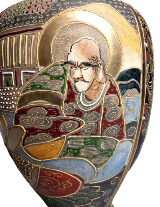 薩摩金蘭手花瓶15cm42cm 日本名瓷薩摩燒描金彩繪青粒金蘭手手繪精美花瓶| Seven柒柒家