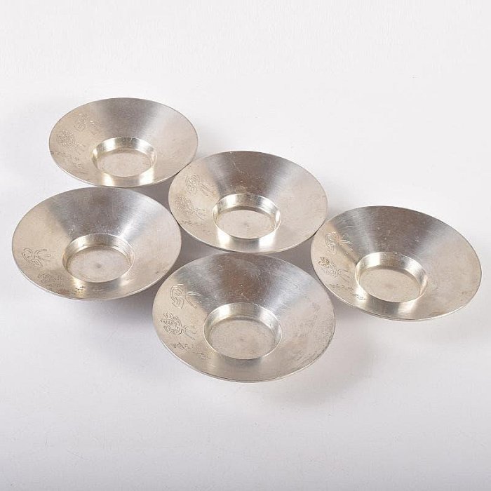 煎茶道具平安英青堂造純錫園式茶托五客合計約588g共箱MR7702 | Yahoo拍賣