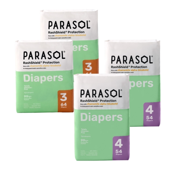 Parasol Clear + Dry 新科技水凝尿布-4包/箱(M/L/XL混搭)黏貼式 箱購