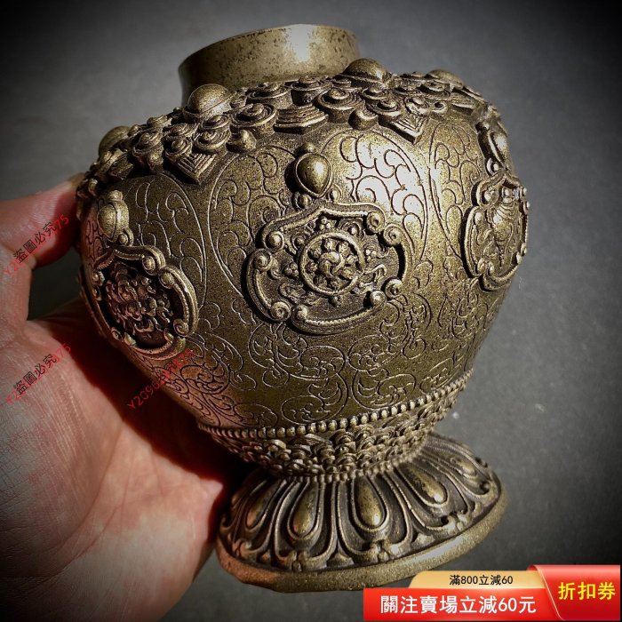 純銅八寶罐摩尼寶佛堂用品擺件皮殼老氣老味十足古玩雜項收藏老物件高度