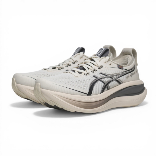 ASICS 慢跑鞋 GEL-NIMBUS 28 GO 米白灰 彈力 頂級跑鞋 女 1012C032100