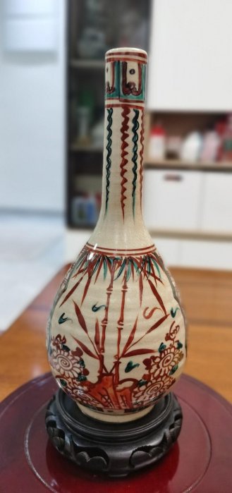 嚴選日本江戶時期青木木米初代作品，200年古董花瓶，底部手寫“木米造