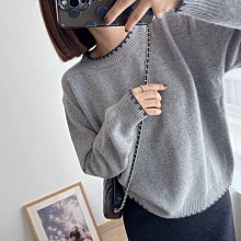 Hello V 古甜美撞色柔毛衣*灰深灰燕*【S1105-60】