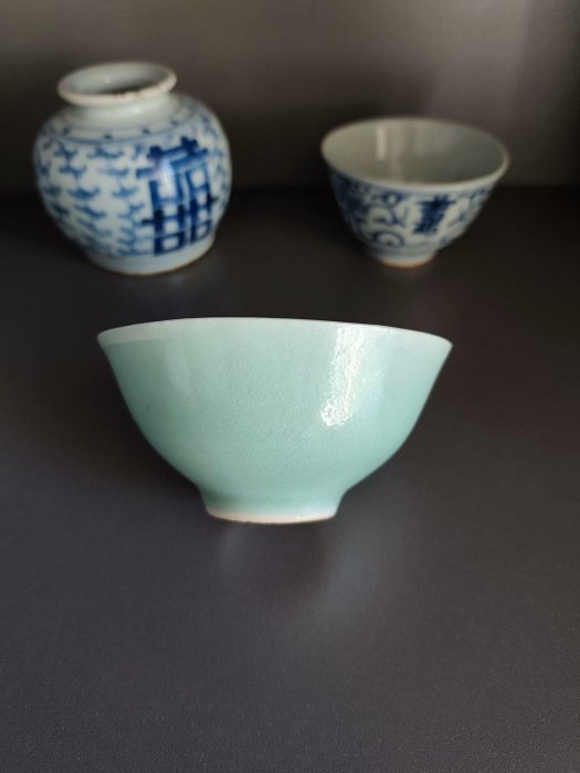 明代中期豆青釉茶園全美品11公分茶具收藏佳品發色絢麗現代雅集推薦茶園