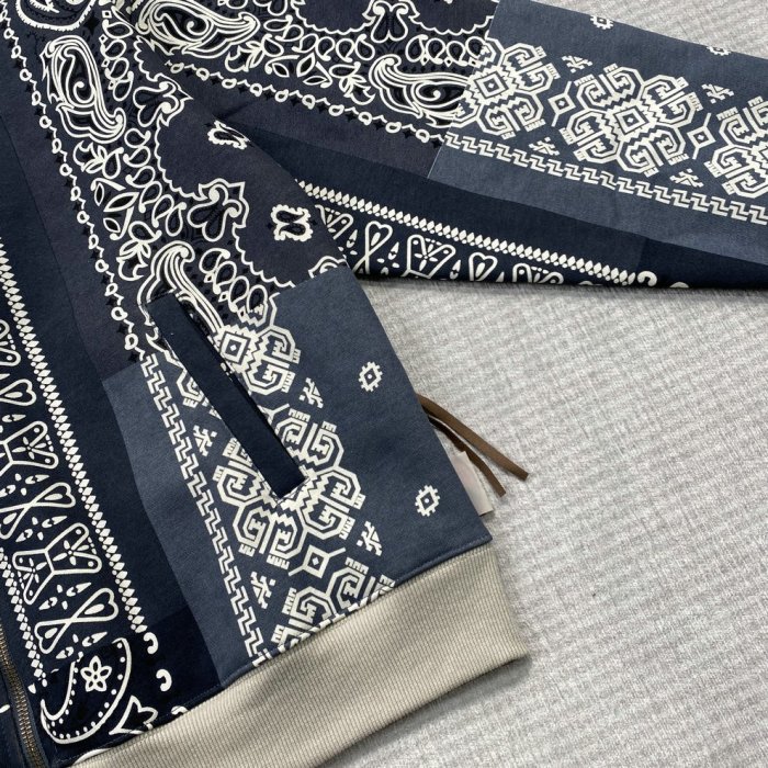 日本制KAPITAL BANDANA HOODIE 平田和宏拼接腰果印花連帽外套衛衣帽衫